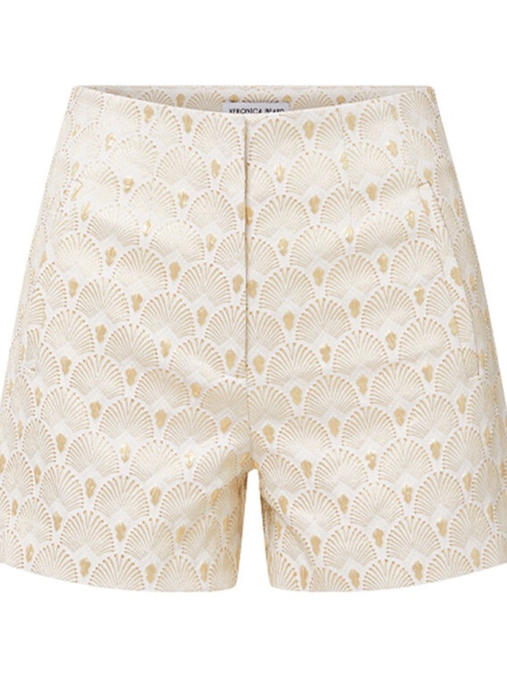 Veronica Beard Cream Shorts with Gold Fan Brocade